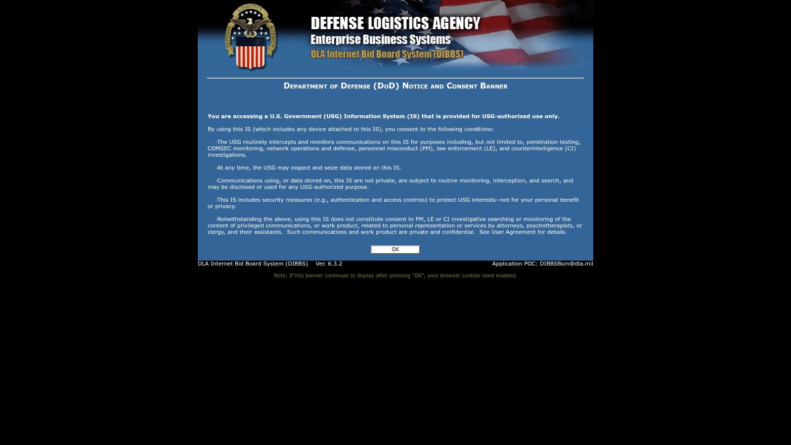DLA Internet Bid Board System homepage