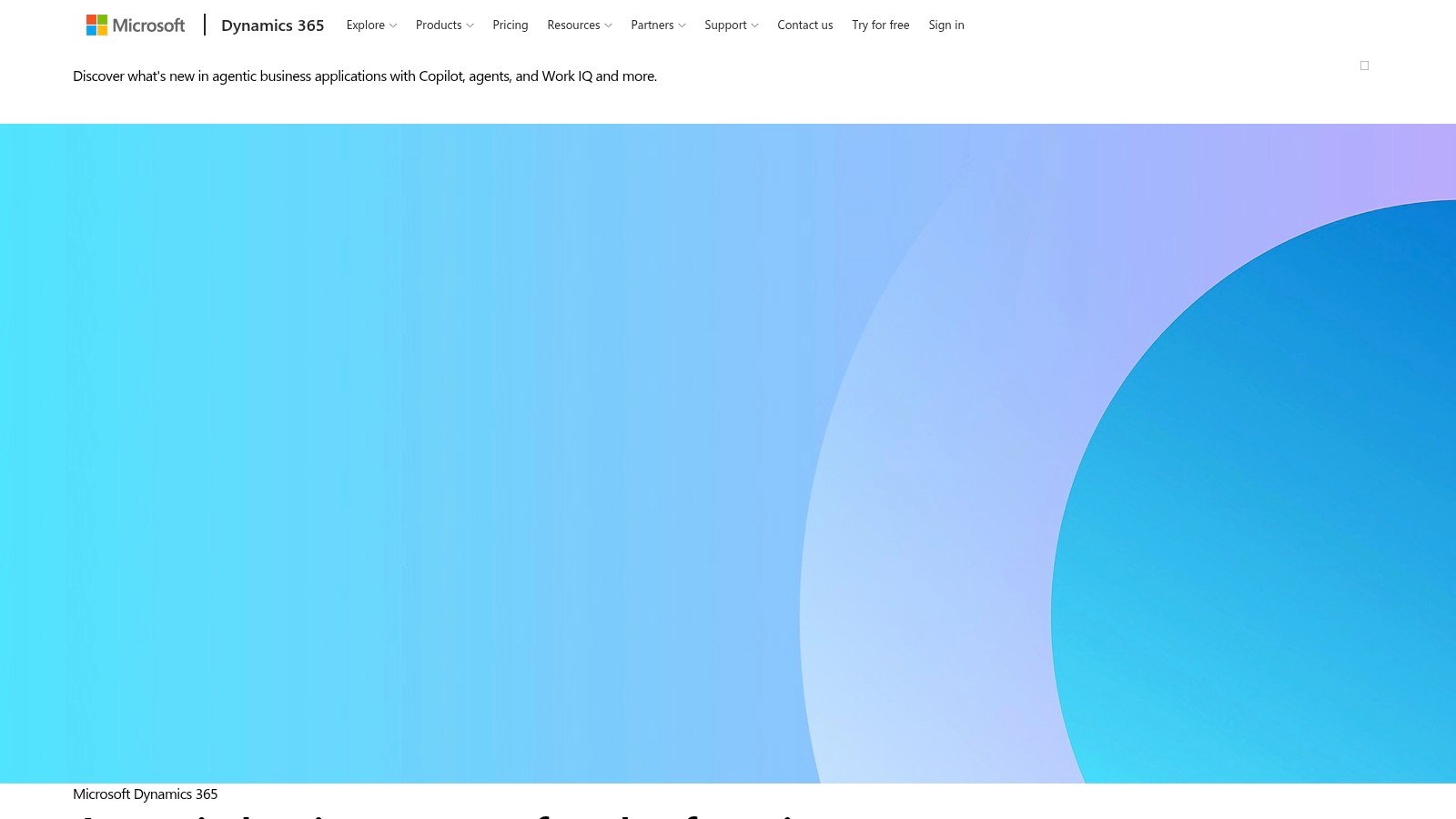 Microsoft Dynamics 365 homepage screenshot
