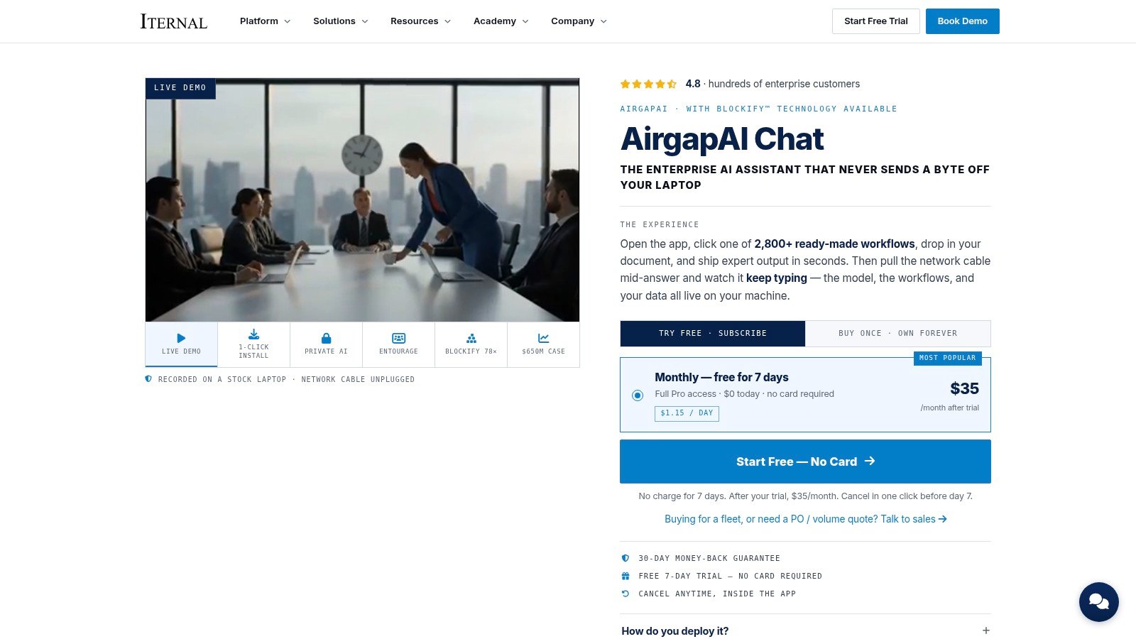 AirgapAI platform website screenshot