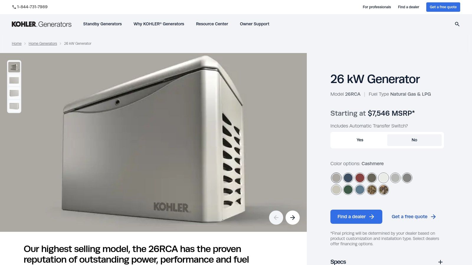 Kohler 26 kW 26RCA and 26RCAL