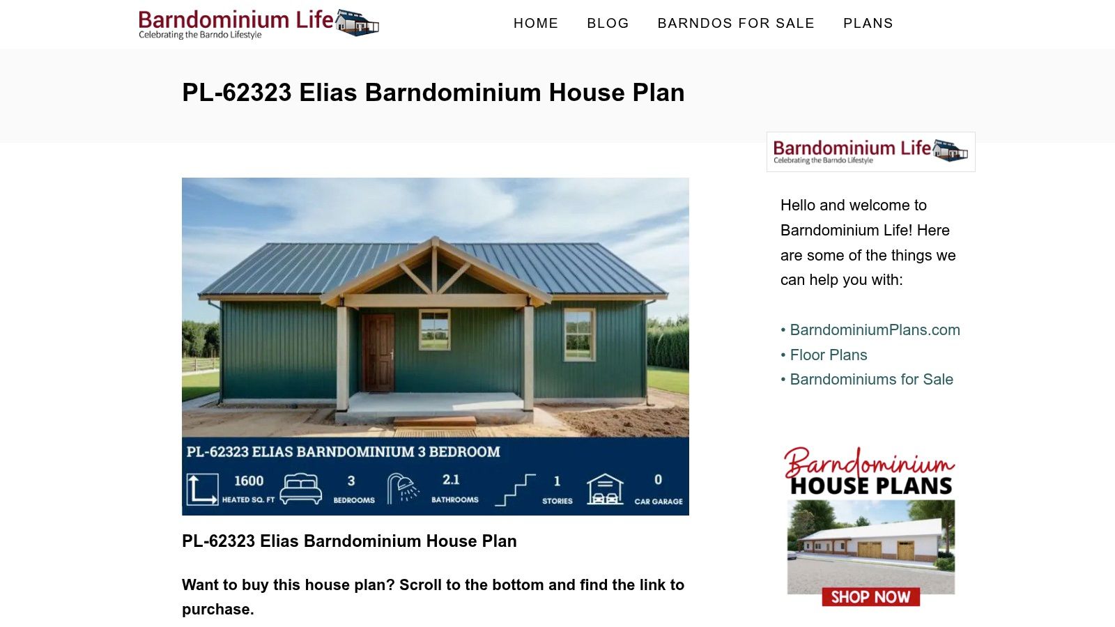 PL-62323 “Elias” Barndominium House Plan (Barndominium Life)
