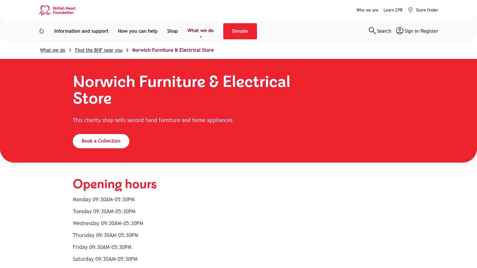 British Heart Foundation Furniture and Electrical