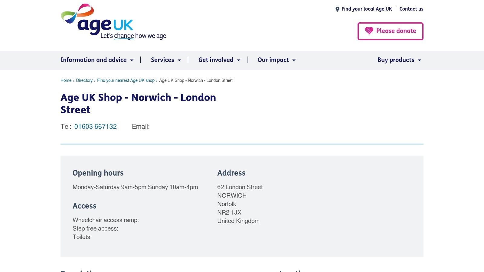 Age UK Shop London Street