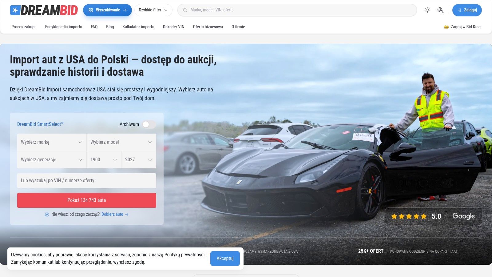 Screenshot from https://dreambid.pl/pl