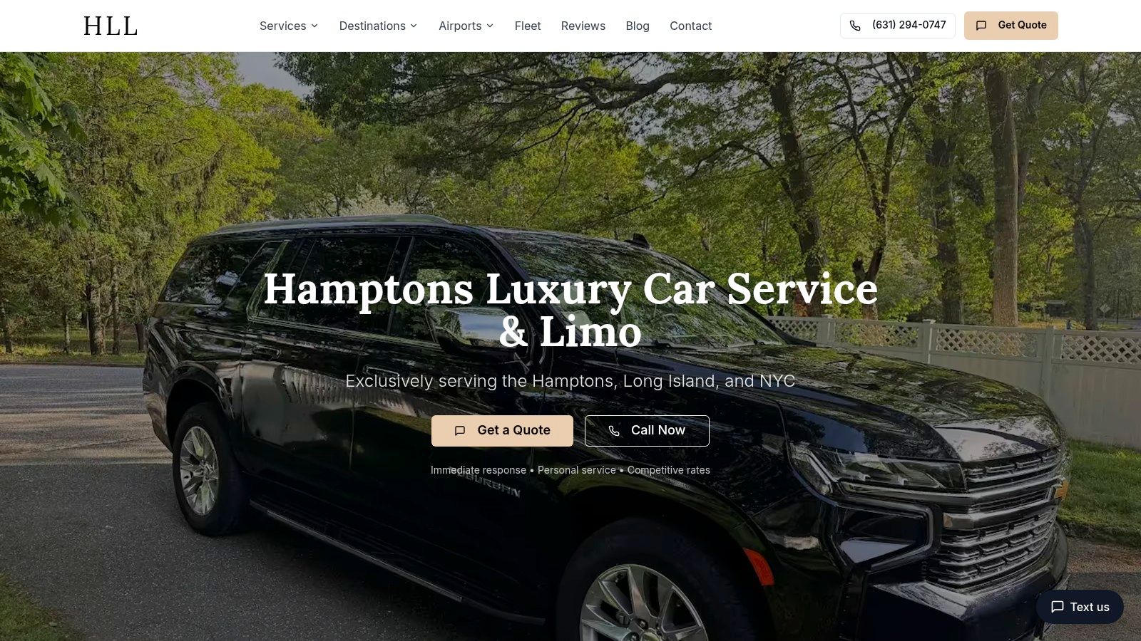 Screenshot from https://hamptonsleisurelimo.com