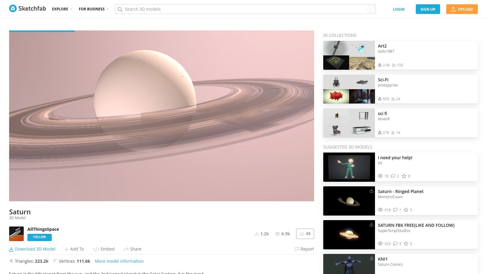 Sketchfab, AllThingsSpace Saturn
