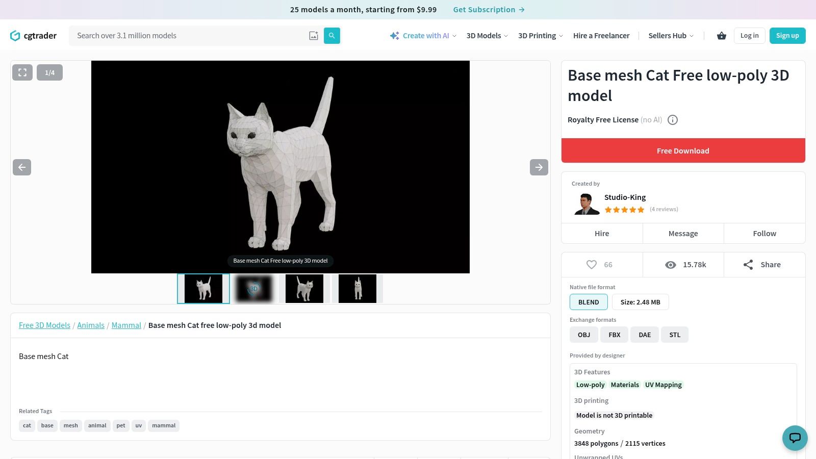 Base Mesh Cat on CGTrader
