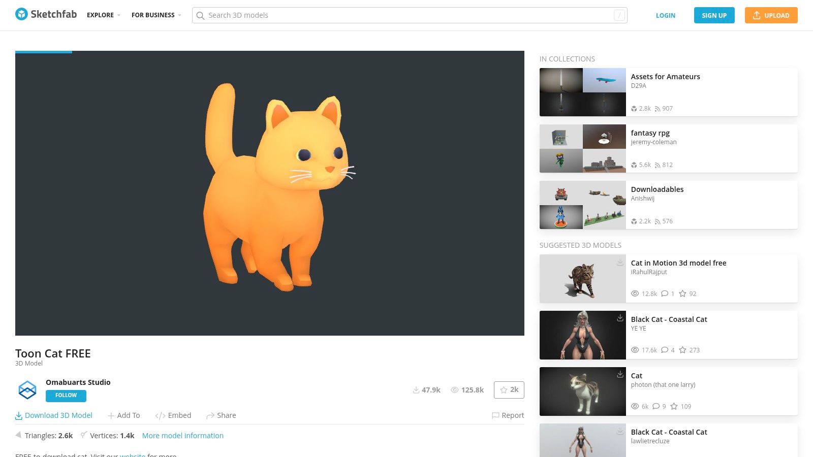 Toon Cat FREE on Sketchfab