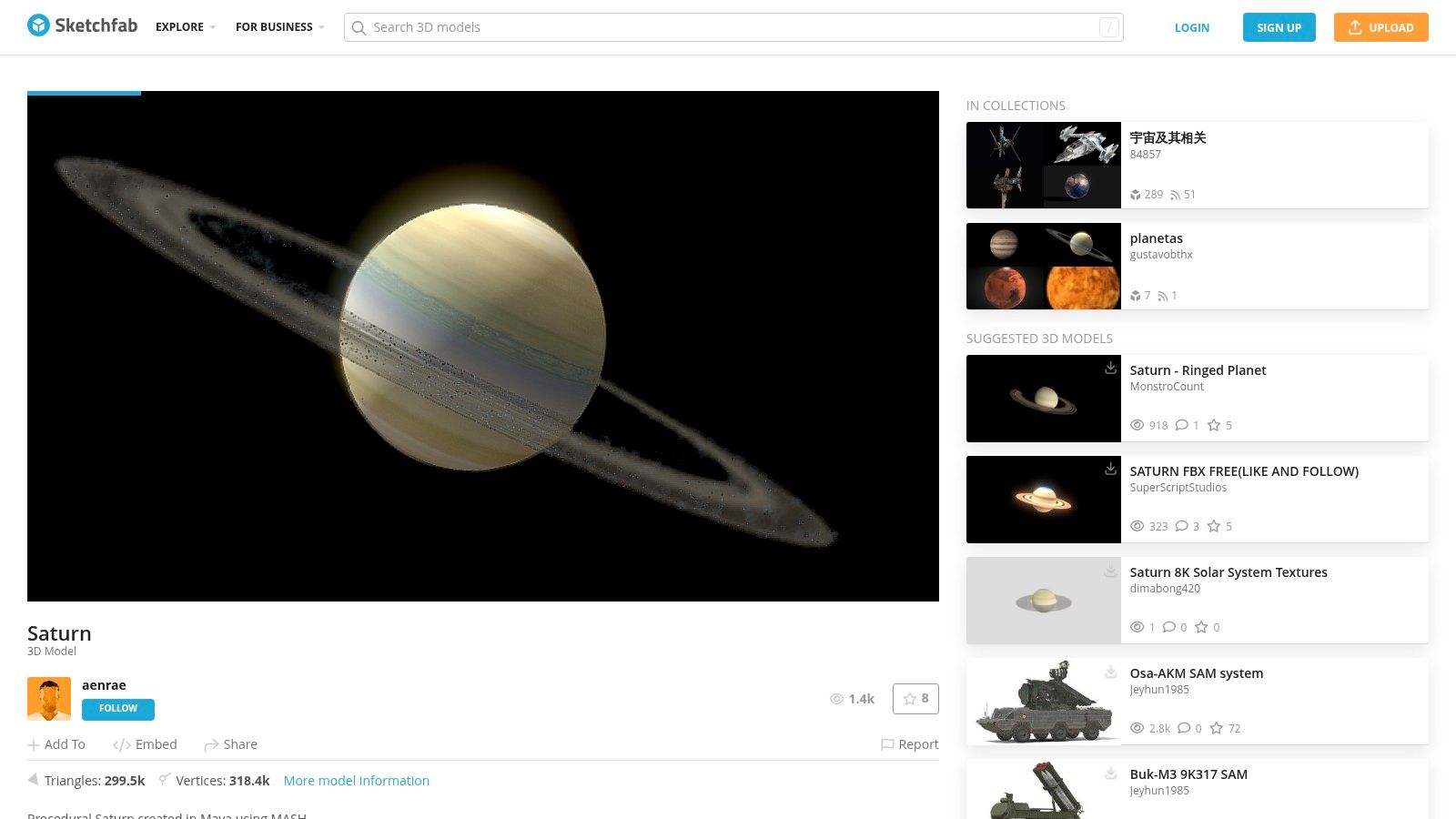 Sketchfab, Saturn by aenrae