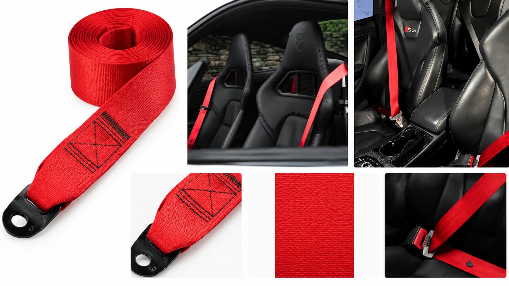 Ferrari Red Seat Belt Webbing Upgrade Replacement