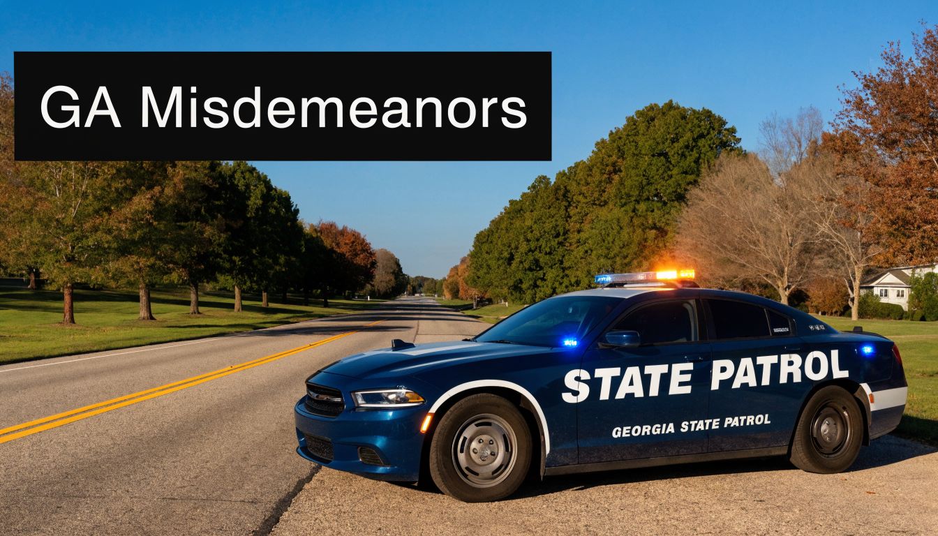 A Georgia State Patrol vehicle parked on the side of a rural road under clear blue skies.