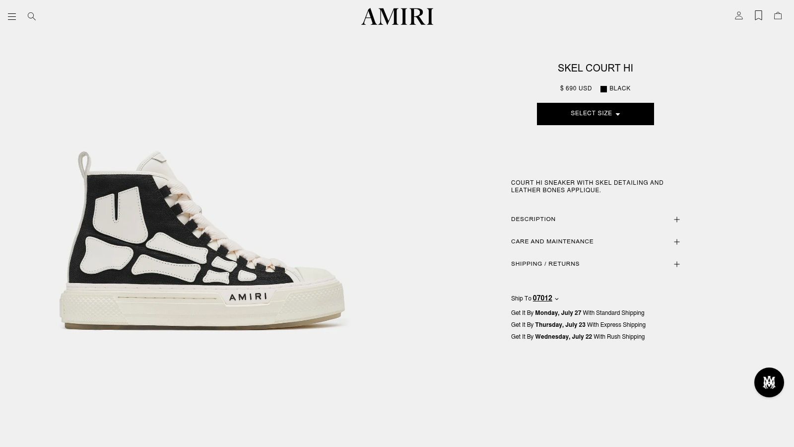 AMIRI Skel Court High‑Top
