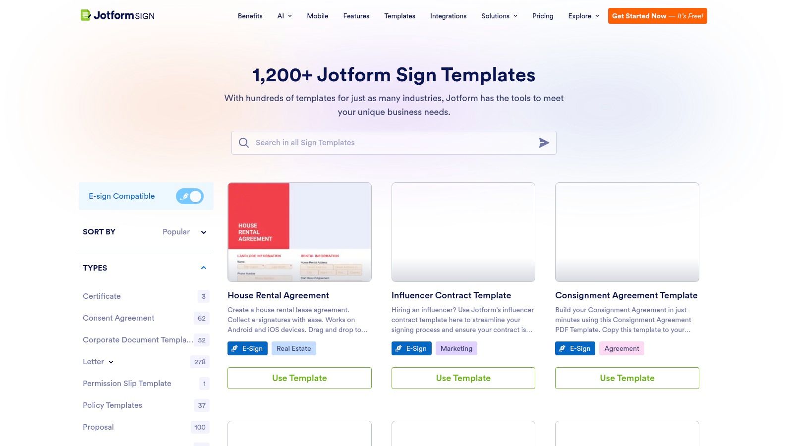 Jotform Sign templates