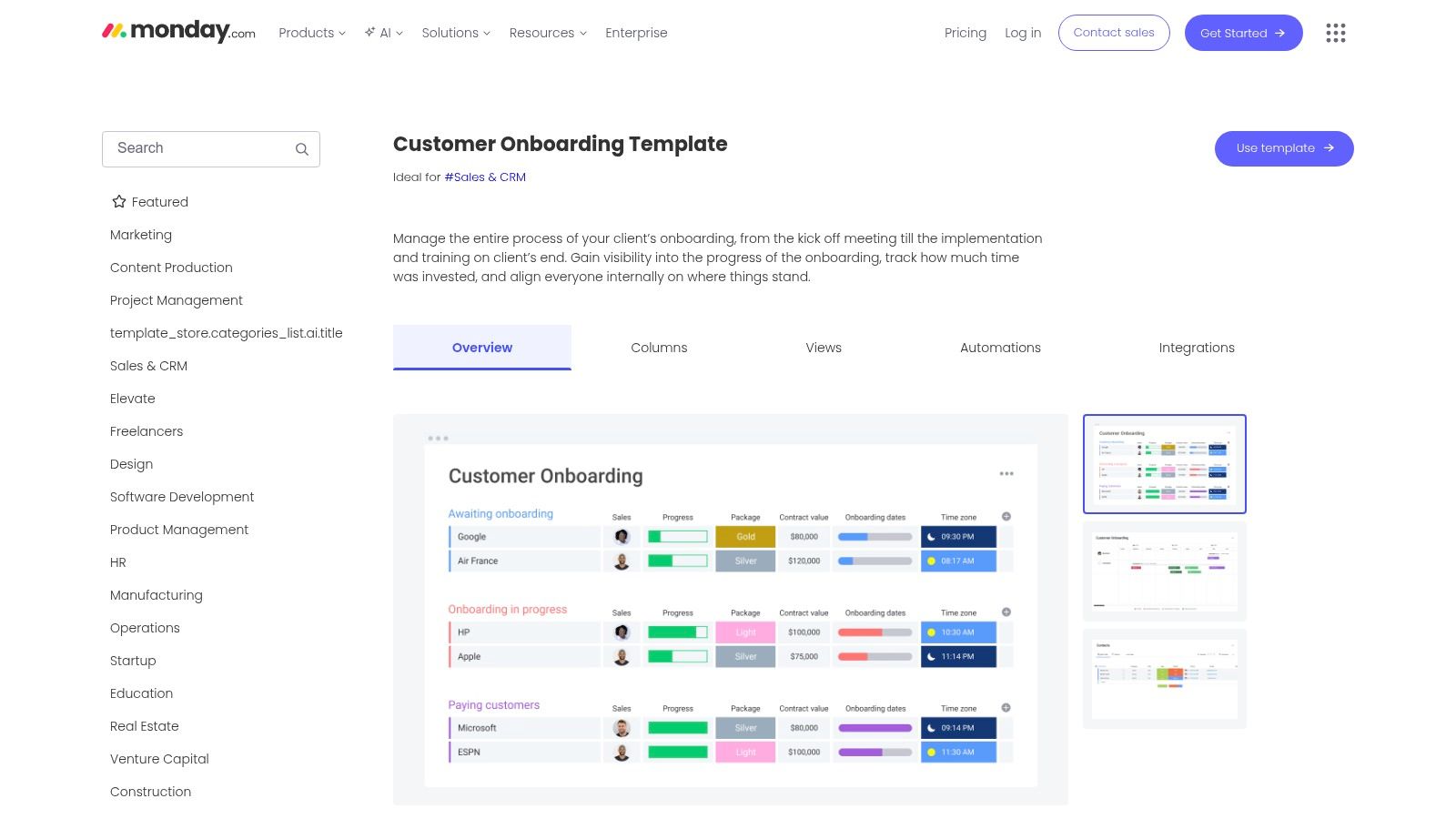 monday.com — Customer Onboarding Template