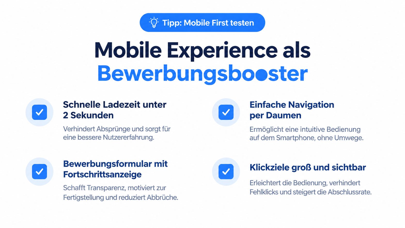Infografik über die Optimierung von Karriereseiten für mobile Geräte zur Steigerung der Bewerberzahlen und Nutzererfahrung.
