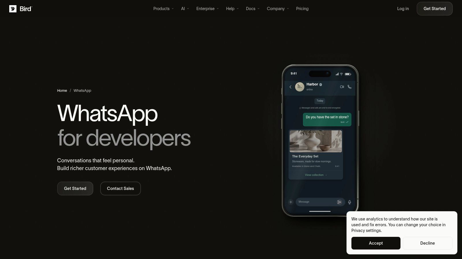 Bird, ehemals MessageBird, WhatsApp API