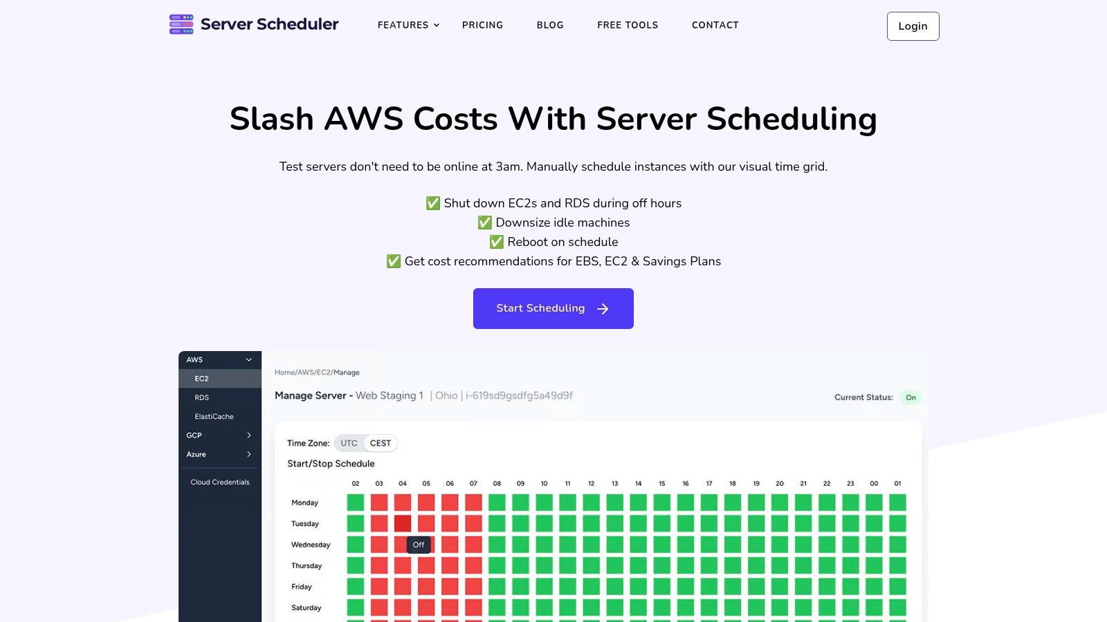 Screenshot from https://serverscheduler.com