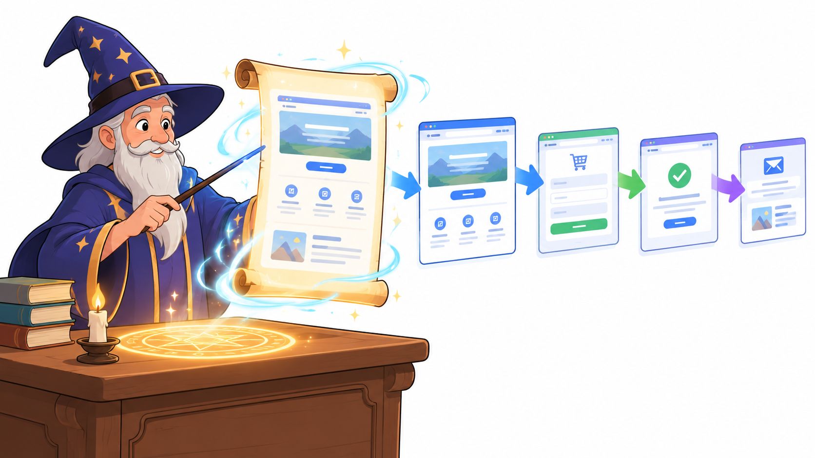 Screenshot from https://webmage.ai/static/screenshots/prompt-to-funnel-course-sale.png