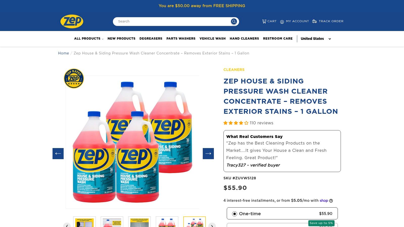 Zep House & Siding Pressure Wash Concentrate