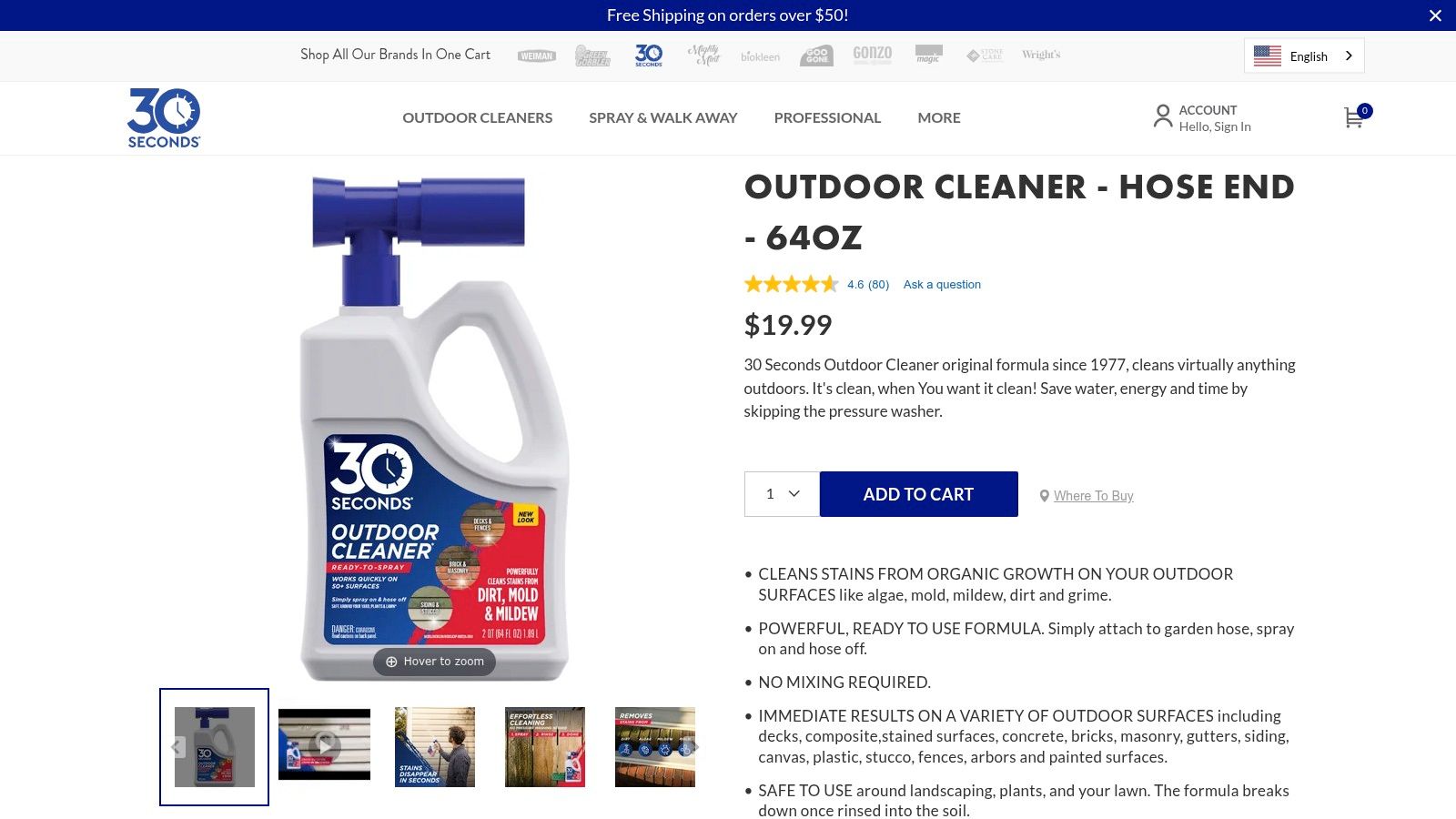 30 SECONDS Outdoor Cleaner (Hose End)