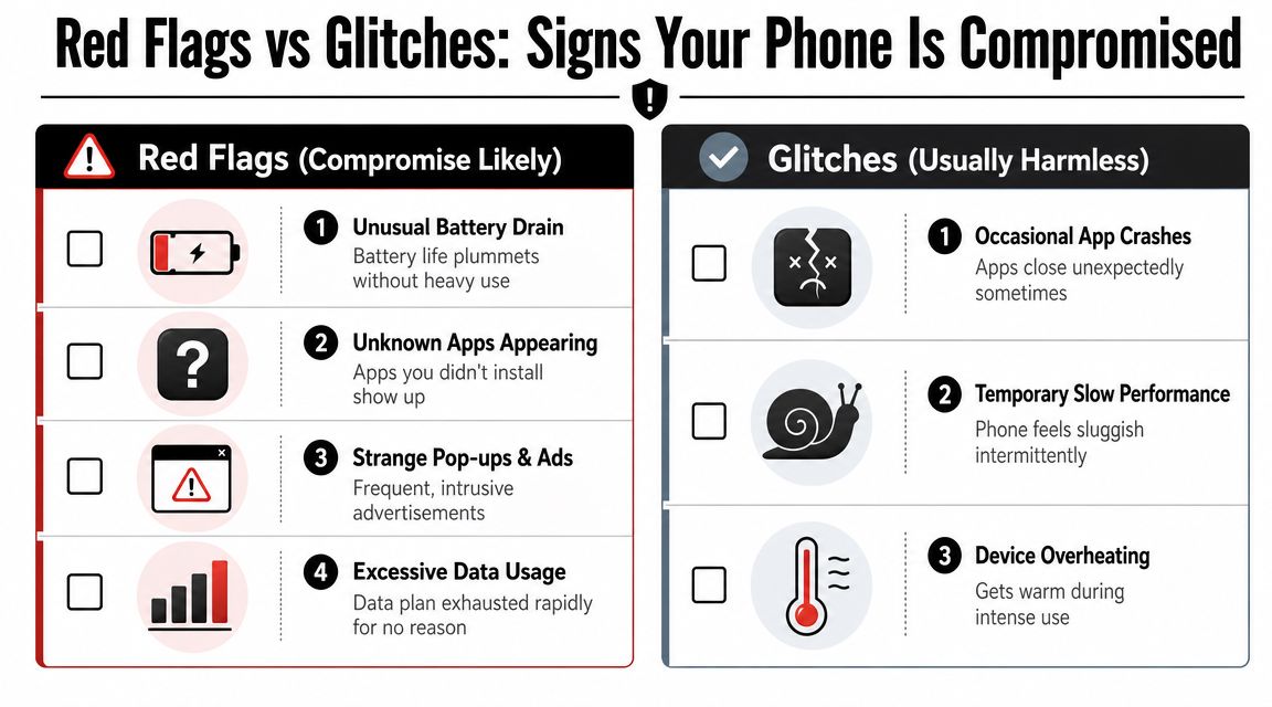 Red Flags vs Glitches Signs Your Phone Is Compromised