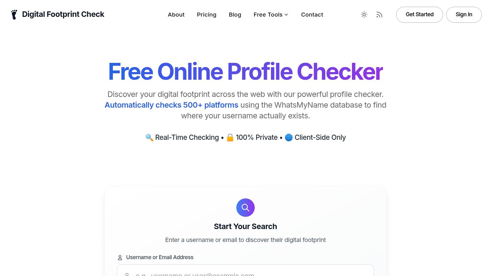 Screenshot from https://digitalfootprintcheck.com/free-checker