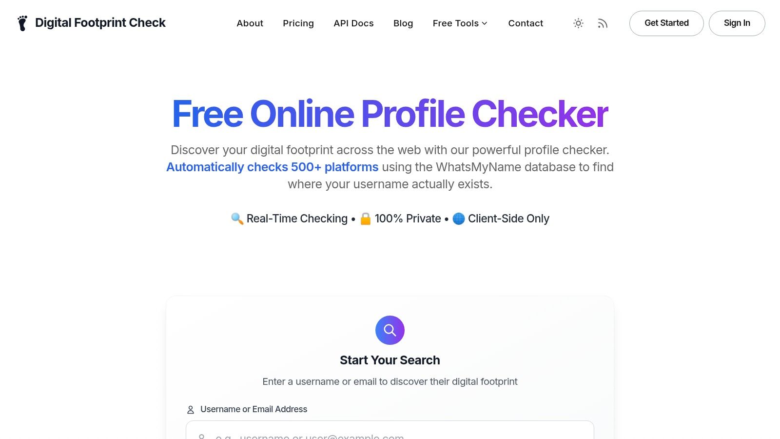Screenshot from https://digitalfootprintcheck.com/free-checker