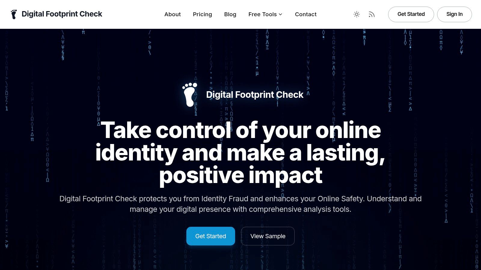 Digital Footprint Check showing a digital identity profile