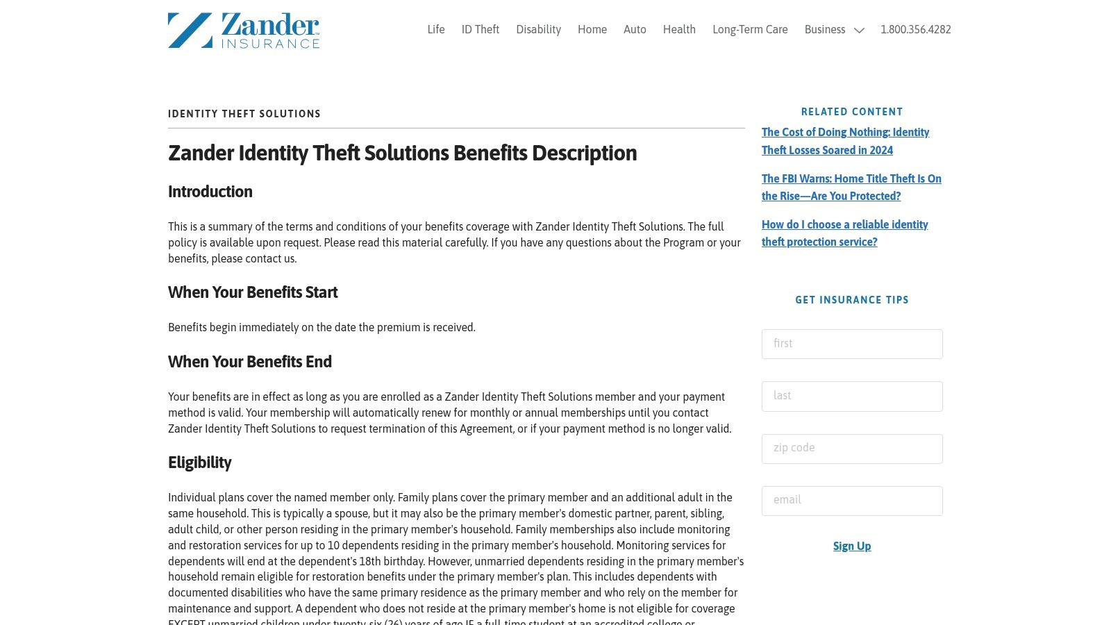Zander Identity Theft Solutions
