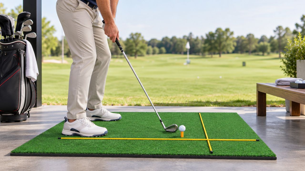 Premium Golf Practice Hitting Mat 3-In-1 with Synthetic Grass Turf-27 mm