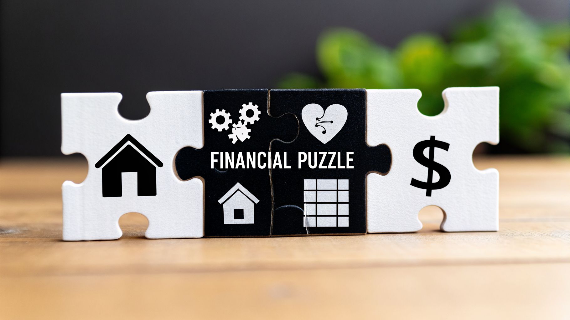 A 'Financial Puzzle' of four interlocking pieces symbolizing home, strategy, emotion, and wealth.