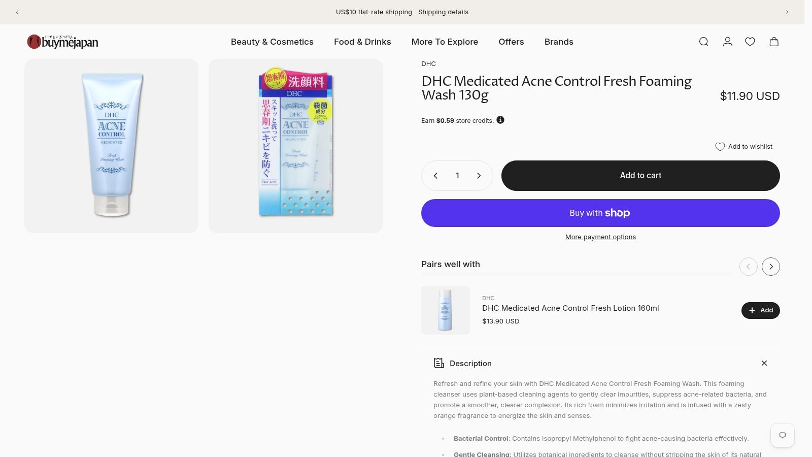 Screenshot from https://buymejapan.com/products/dhc-medicated-acne-control-fresh-foaming-wash-130g