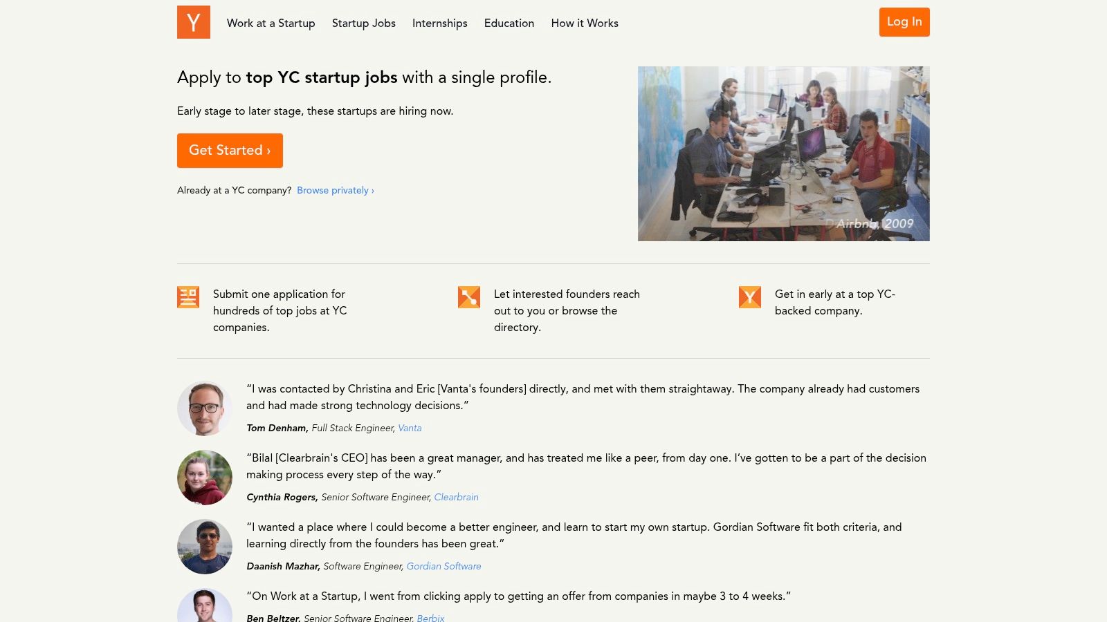 Y Combinator – Work at a Startup