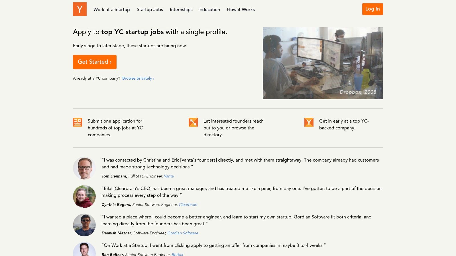 Y Combinator – Work at a Startup