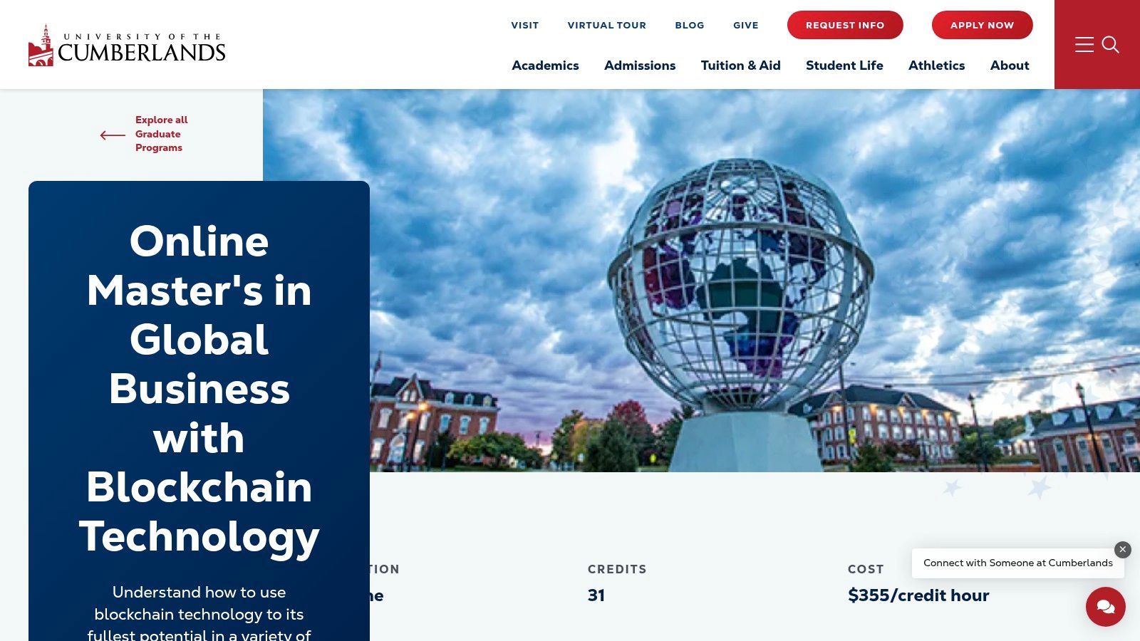 University of the Cumberlands, MS in Global Business with Blockchain Technology