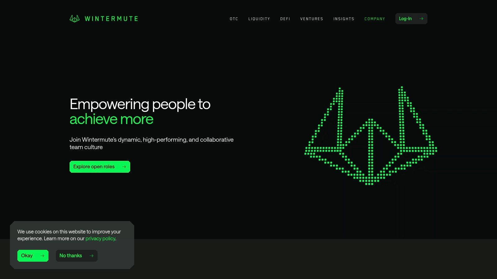 Wintermute Careers Page showing open crypto trader jobs