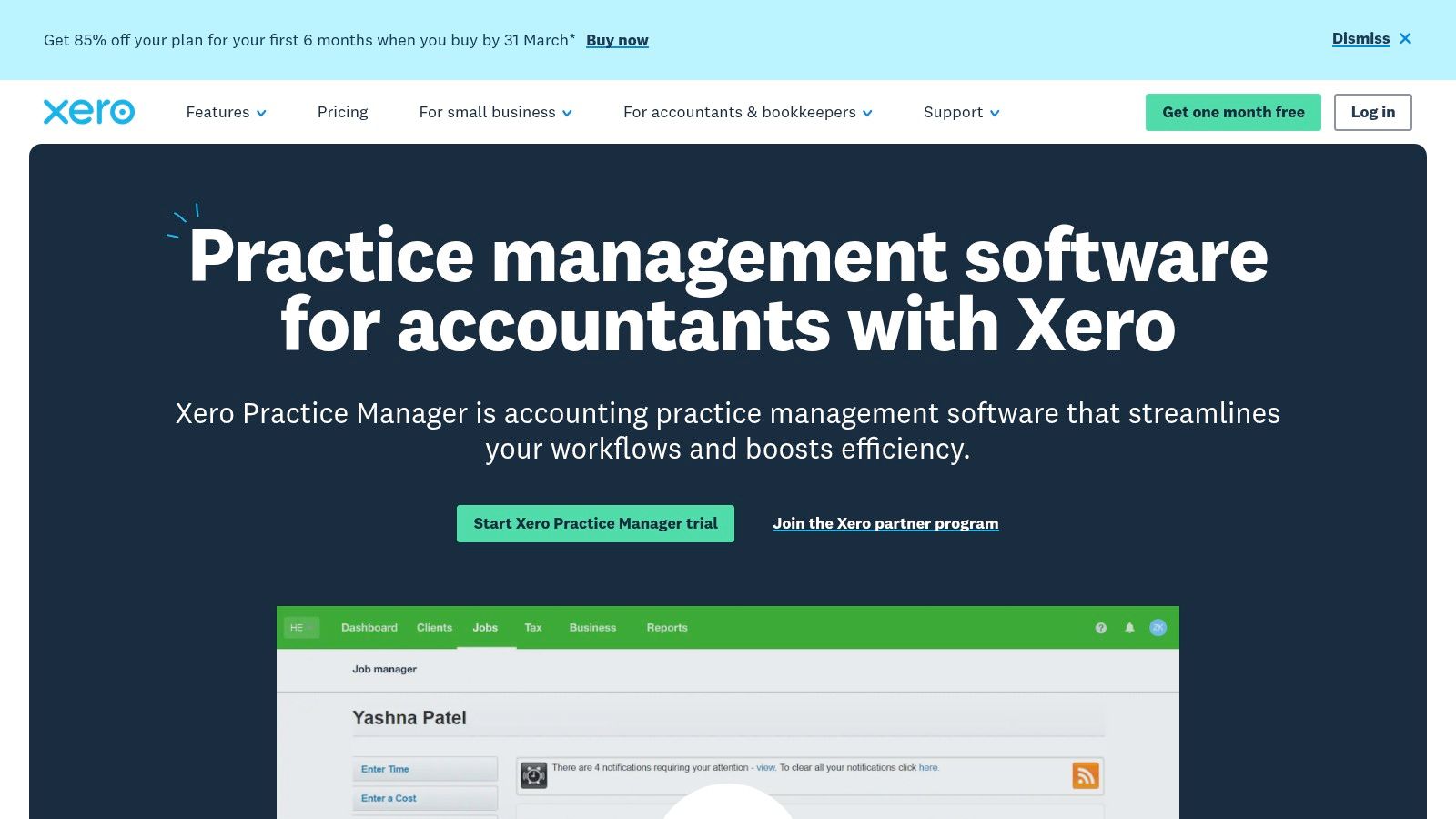 Xero Practice Manager (XPM) dashboard showing job management and workflow tools for accounting firms.