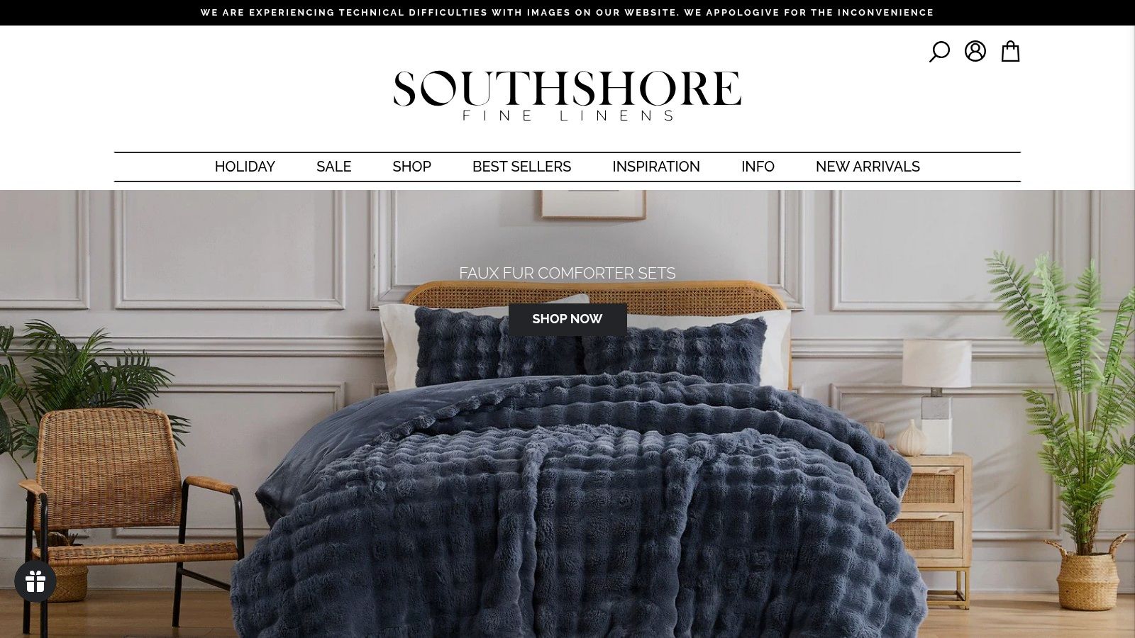 Bed with dark gray faux fur comforter set in styled bedroom, overlaid text 'Faux Fur Comforter Sets'