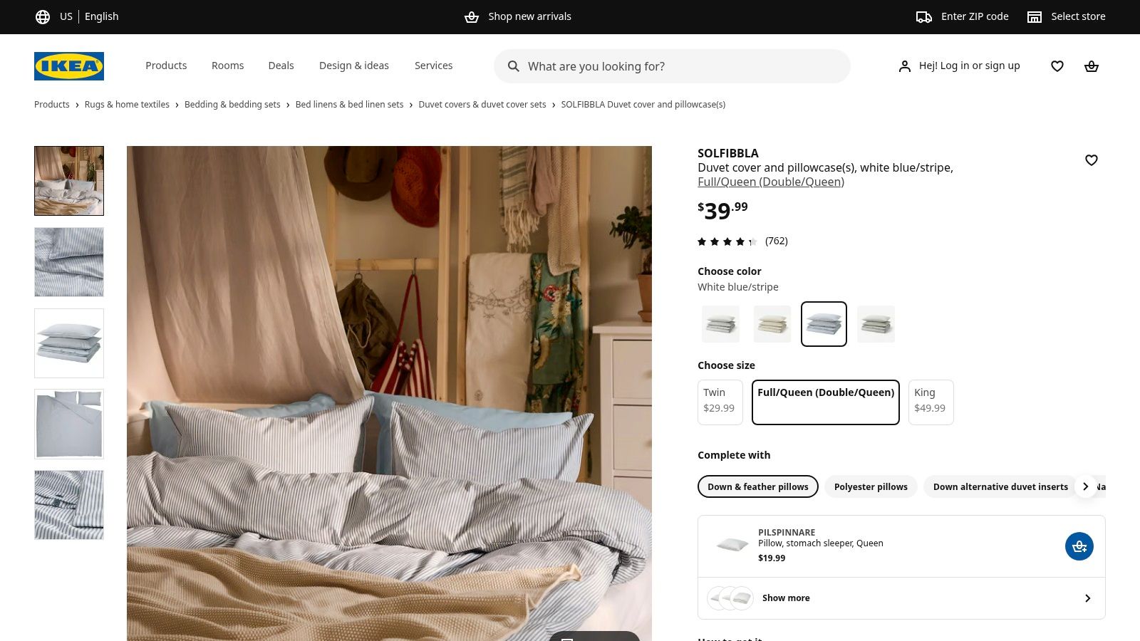 IKEA SOLFIBBLA Duvet Cover and Pillowcase(s)