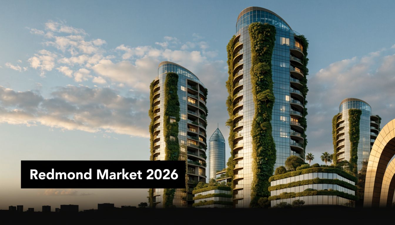 A modern architectural concept featuring high-rise buildings covered in vertical gardens under a clear sky.