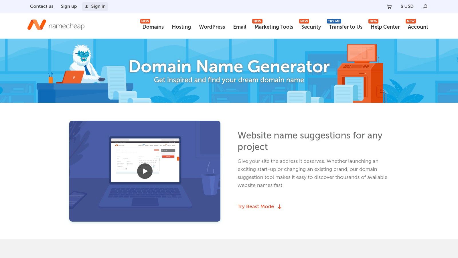 Namecheap Beast Mode Domain Name Generator