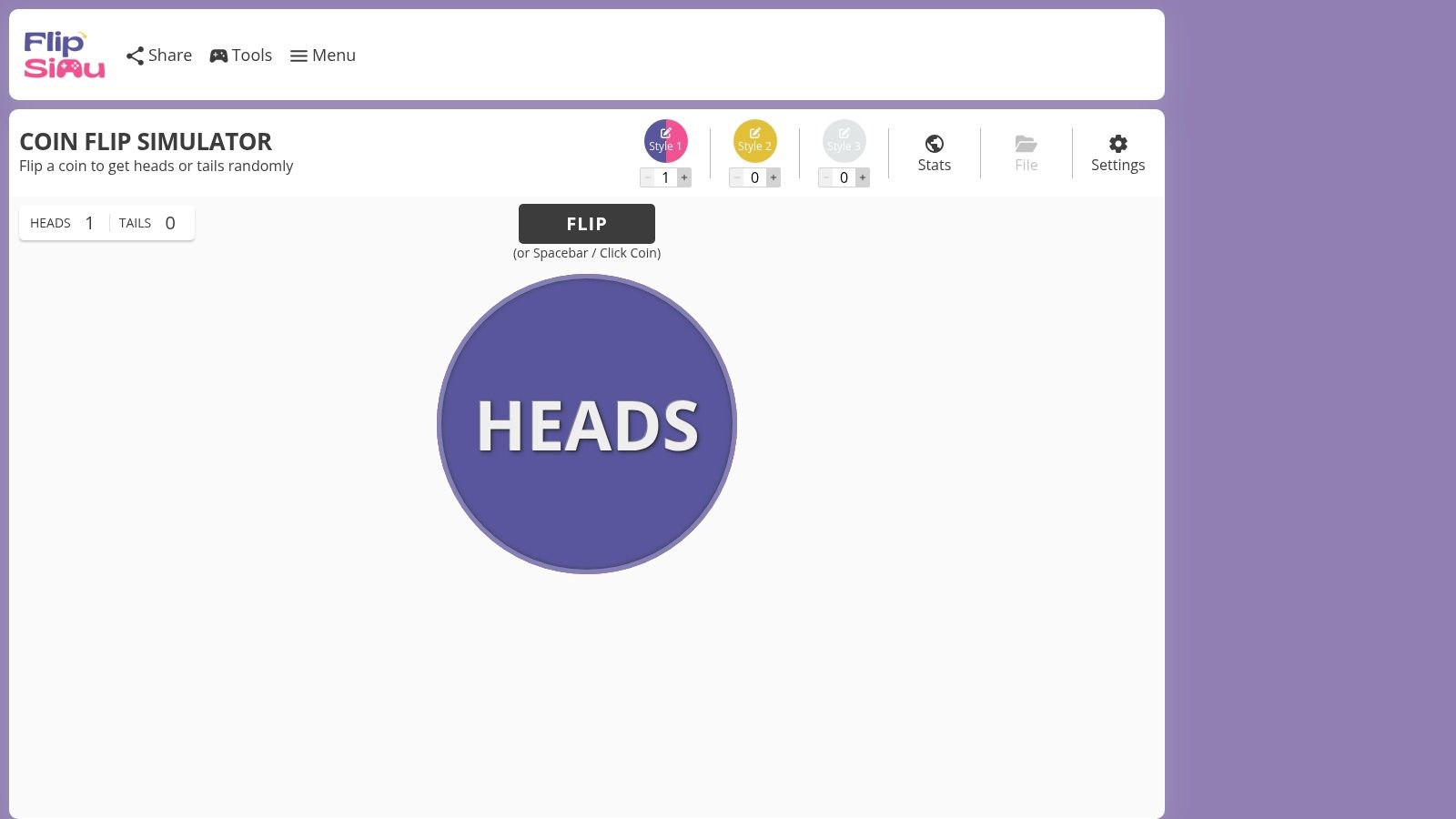 Screenshot from https://flipsimu.com