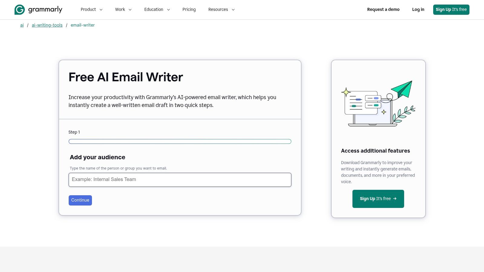Grammarly Free AI Email Writer