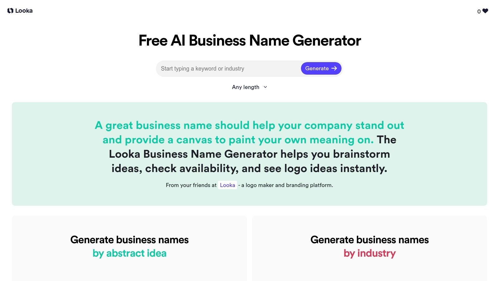Looka Business Name Generator