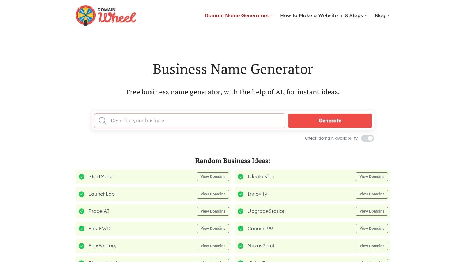 DomainWheel Business App Name Generator