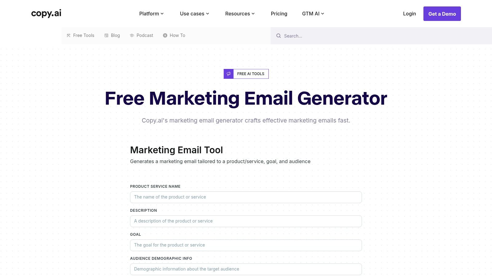 Copy.ai Marketing Email Generator