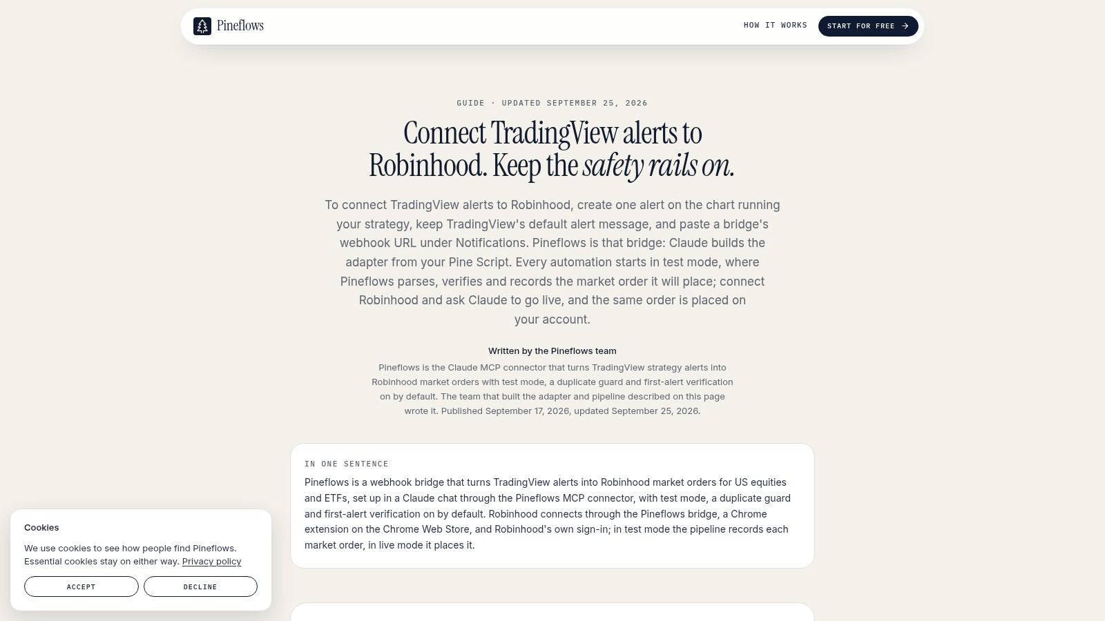 Connect TradingView alerts to Robinhood