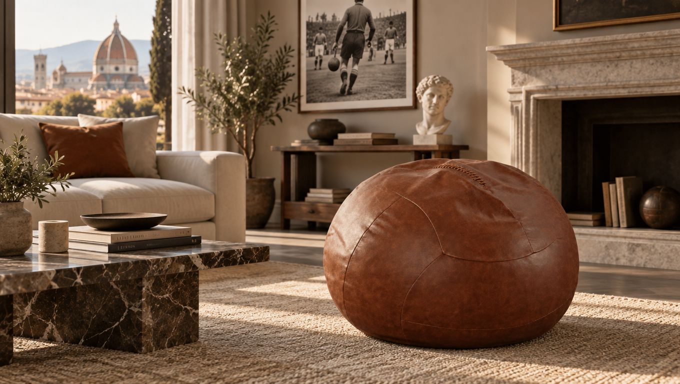 Follis - Pouf a Forma di Pallone da Calcio in Pelle Vera | Edizione limitata