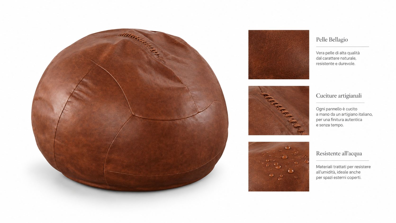 Follis - Pouf a Forma di Pallone da Calcio in Pelle Vera | Edizione limitata