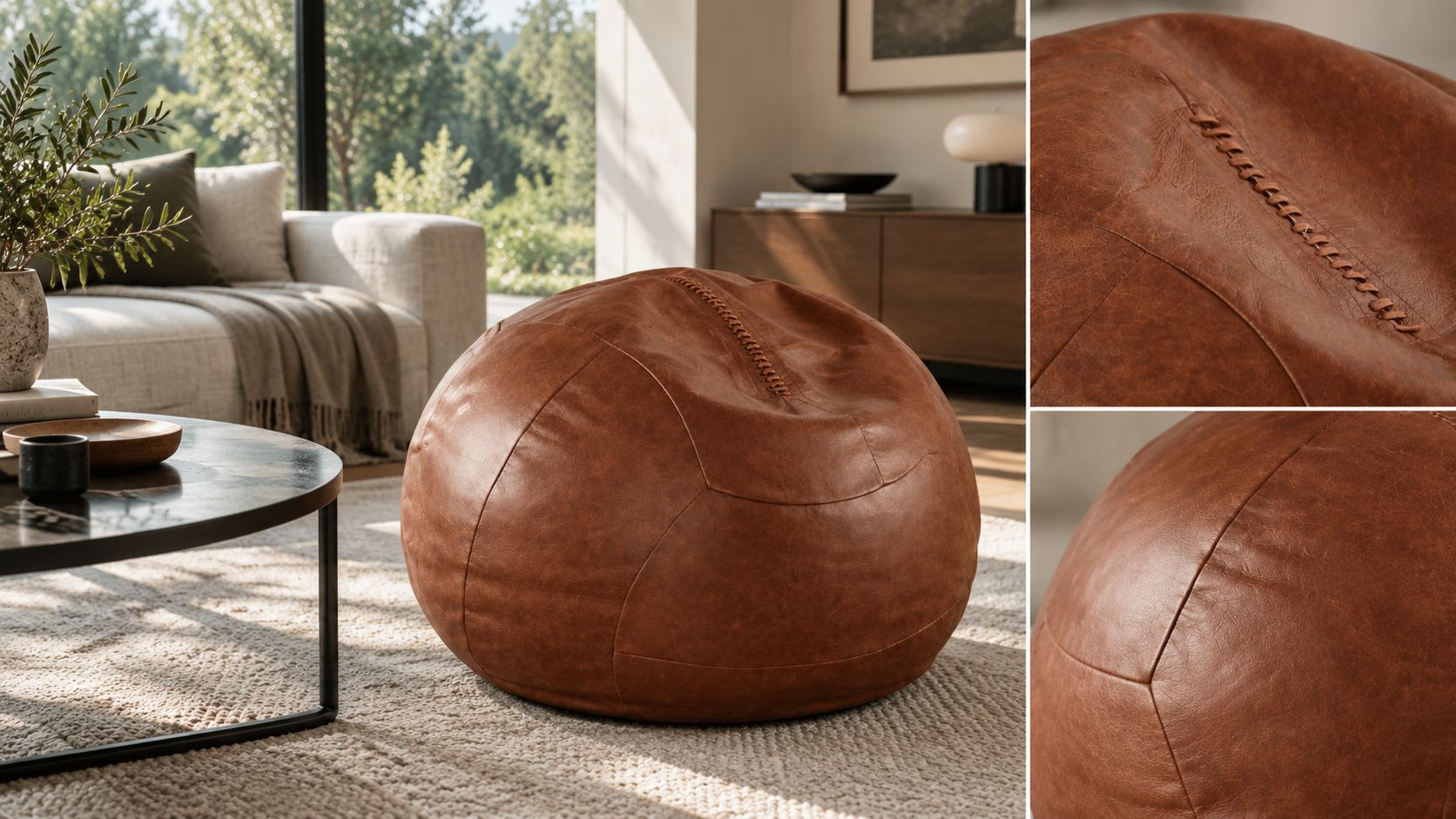 Follis - Pouf a Forma di Pallone da Calcio in Pelle Vera | Edizione limitata
